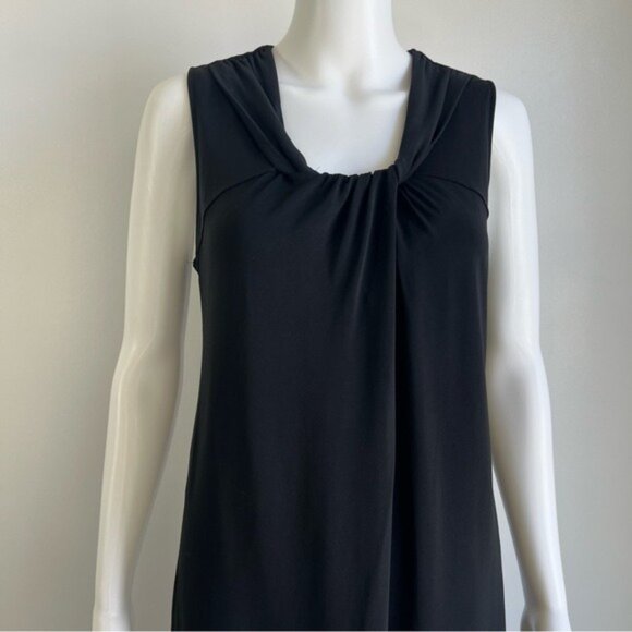 Vince Sleeveless Twist Round Neck Shift Dress In Black - L - Picture 4 of 6